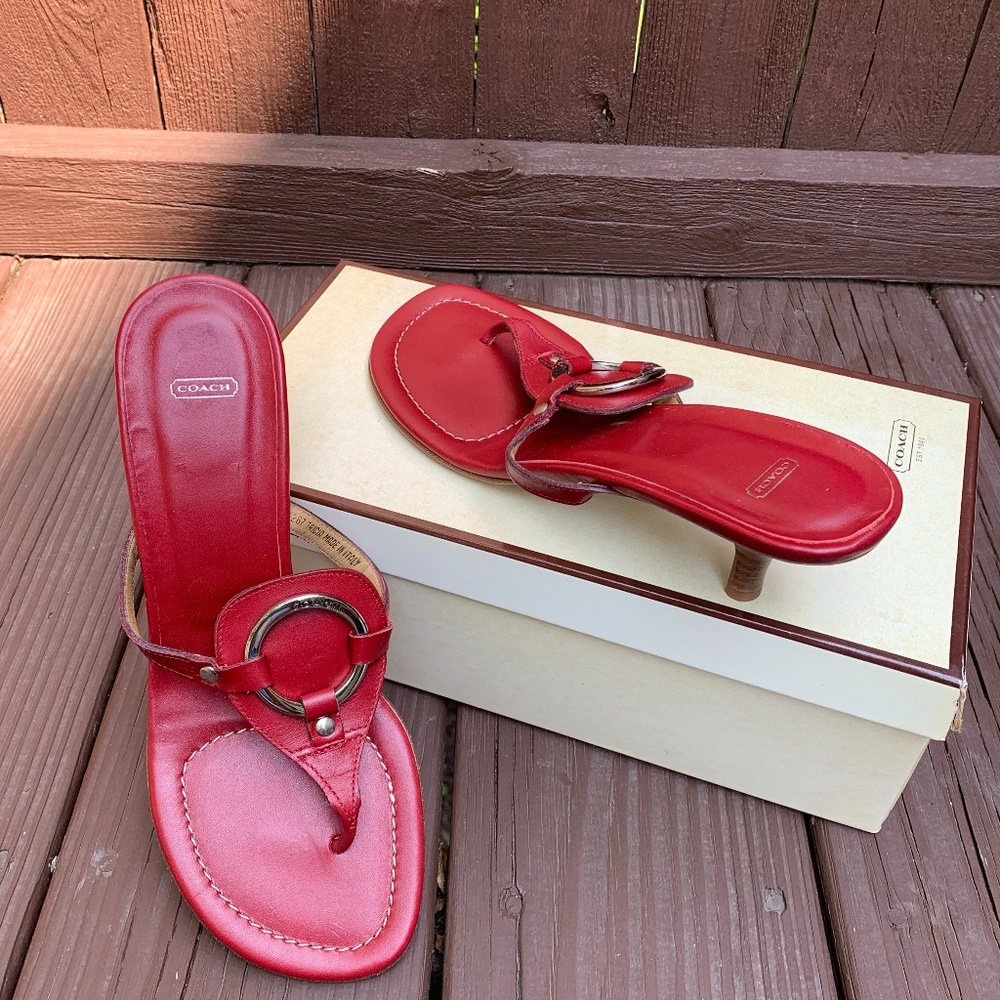NWT Coach Red Leather Sandals 8.5 medium